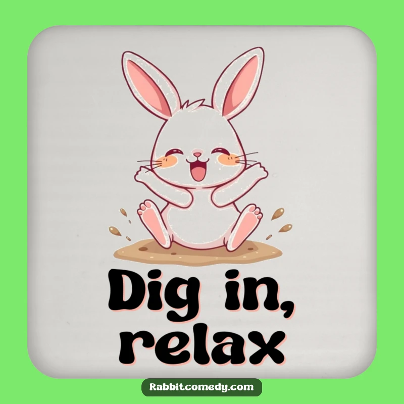 Funny Joyful Digging Rabbit Drink Coaster: Energetic Protection with Hind Leg Charm
