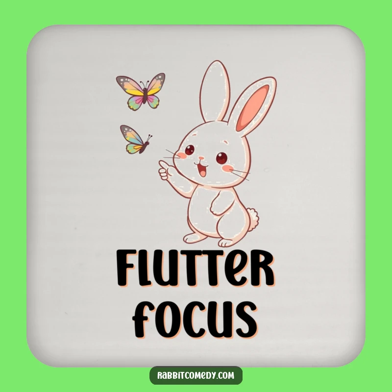 Funny Rabbit Butterfly Drink Coaster - Protect Surfaces Humorously Gift