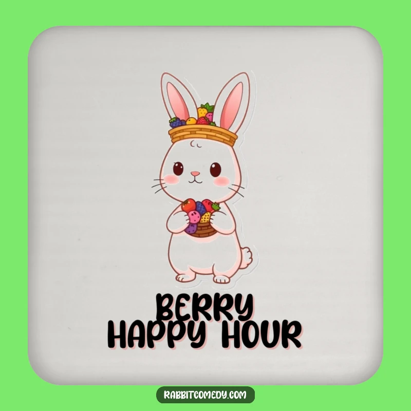 Funny Rabbit Berry Basket Coaster: Tiny Whimsical Protector Gift