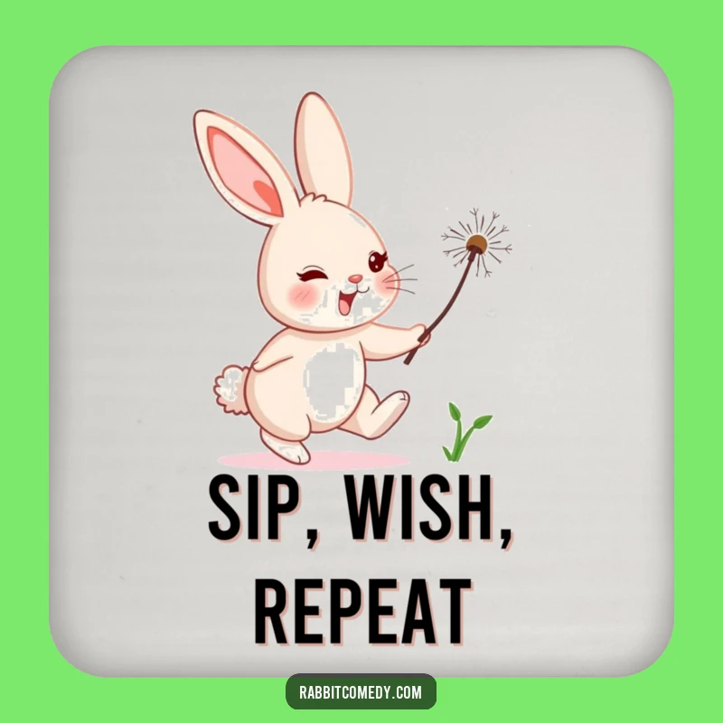 Funny Rabbit Dandelion Coaster: Protect Surfaces with Whimsical Charm