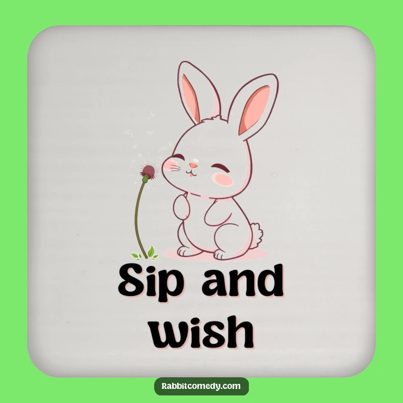 Funny Rabbit Dandelion Drink Coaster - Whimsical Bunny Accessory, Perfect Humorous Gift!