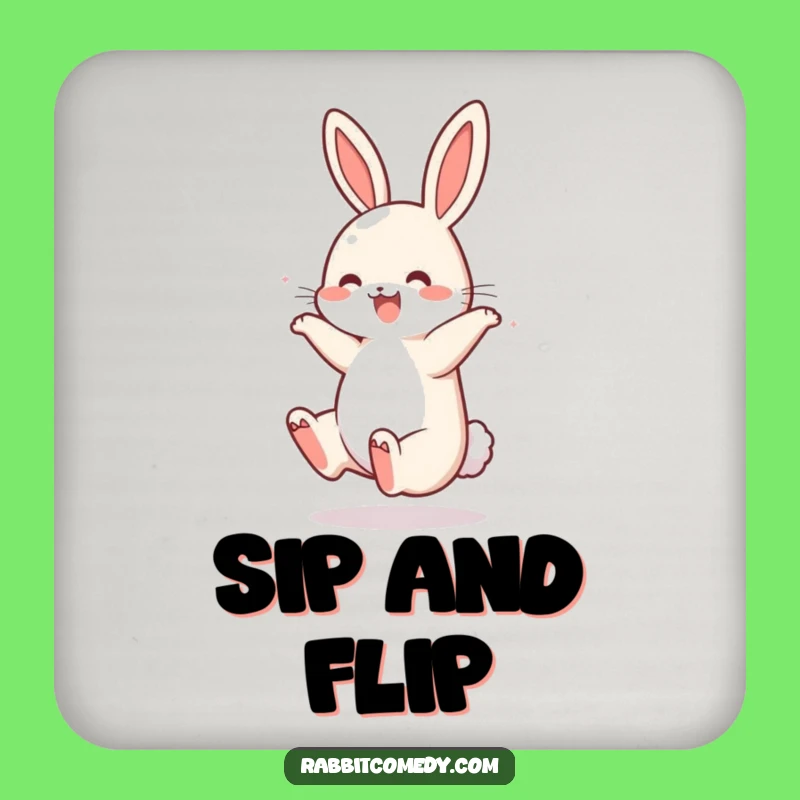 Funny Rabbit Somersault Coasters - Protect Surfaces with Bouncing Hare Art!