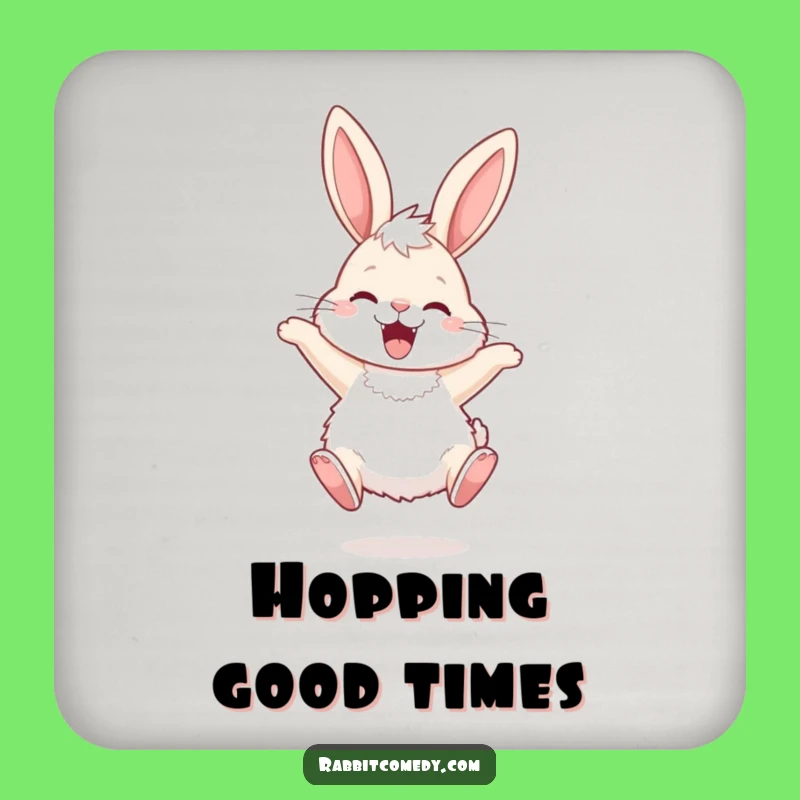 Funny Ecstatic Rabbit Hop Drink Coaster: Protect Surfaces with Hilarious Joyful Style