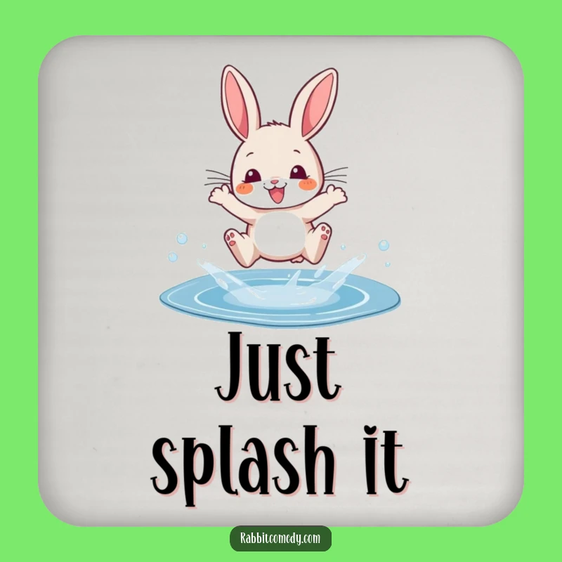 Funny Rabbit Puddle Splash Coaster: Protect Surfaces with Hilarious Art
