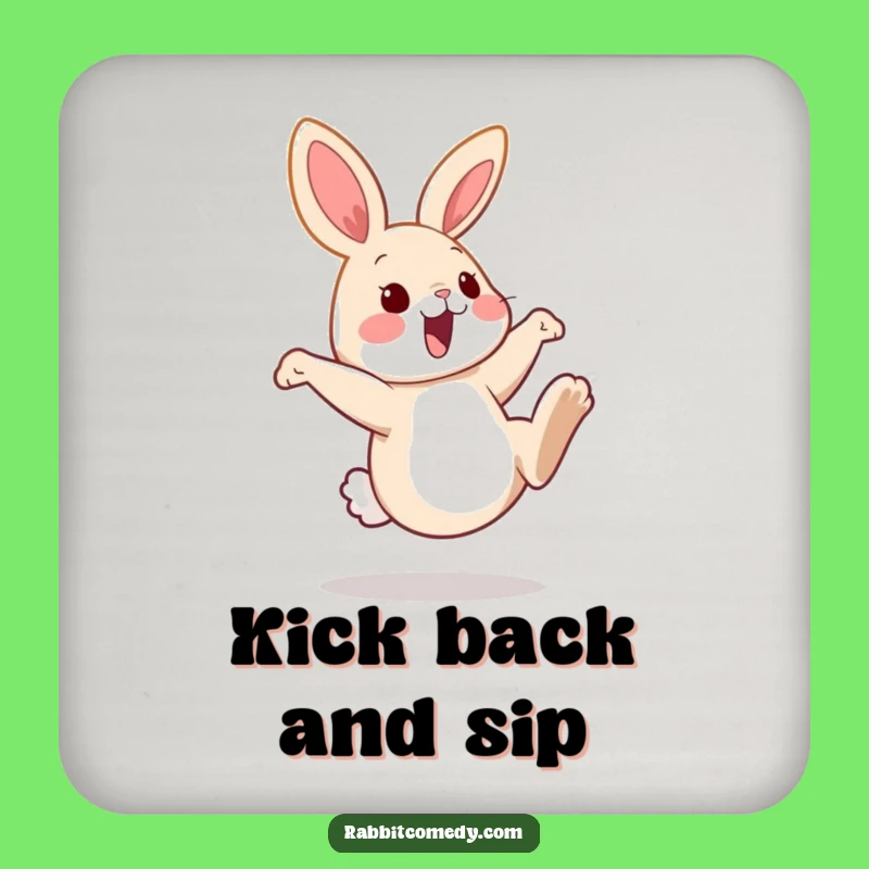 Funny Kicking Rabbit Coaster Set: Protect Tables with Playful Hare's Charm