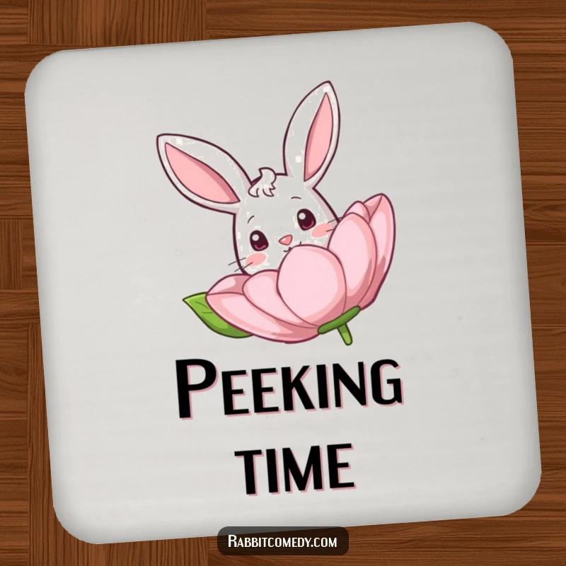 Funny Rabbit Flower Drink Coaster: A coaster with a curious rabbit peeking from a large, artistic flower.
