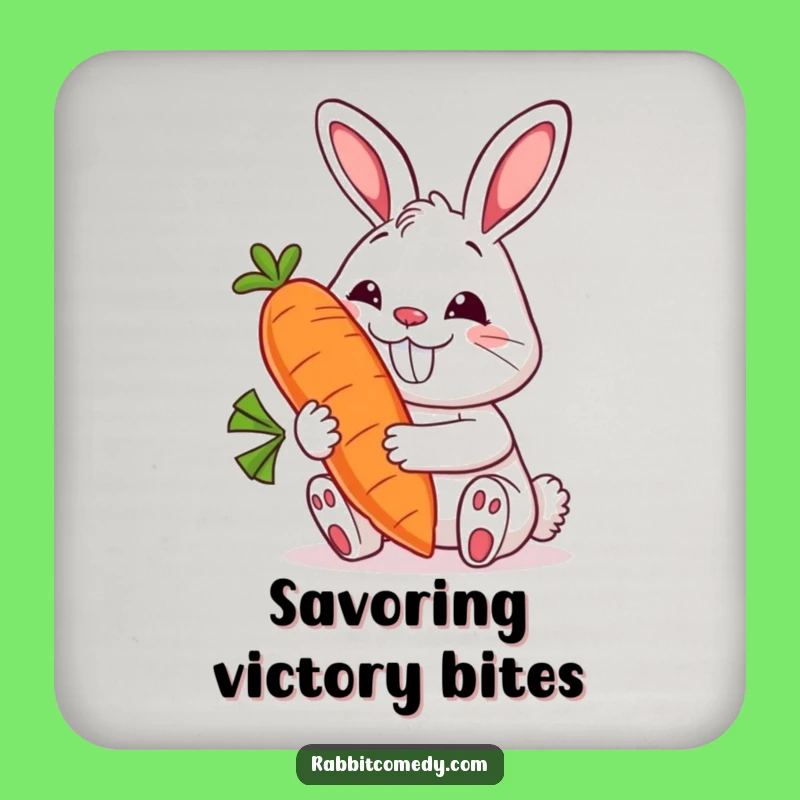 Funny Rabbit Coaster: Grinning Carrot Protection - Protect Surfaces Funny Gift!
