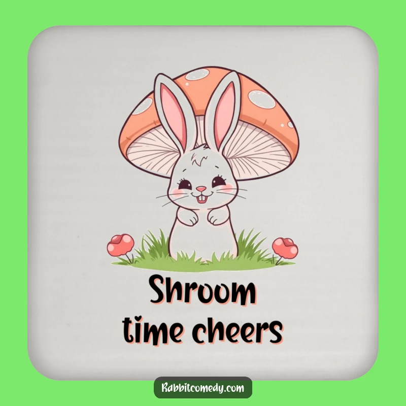Funny Mischief Rabbit Mushroom Coaster: Protect Surfaces with Woodland Grins