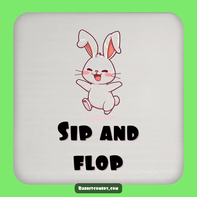Funny Playful Rabbit Bounce Drink Coaster: Comical Protection with Floppy Ear Charm