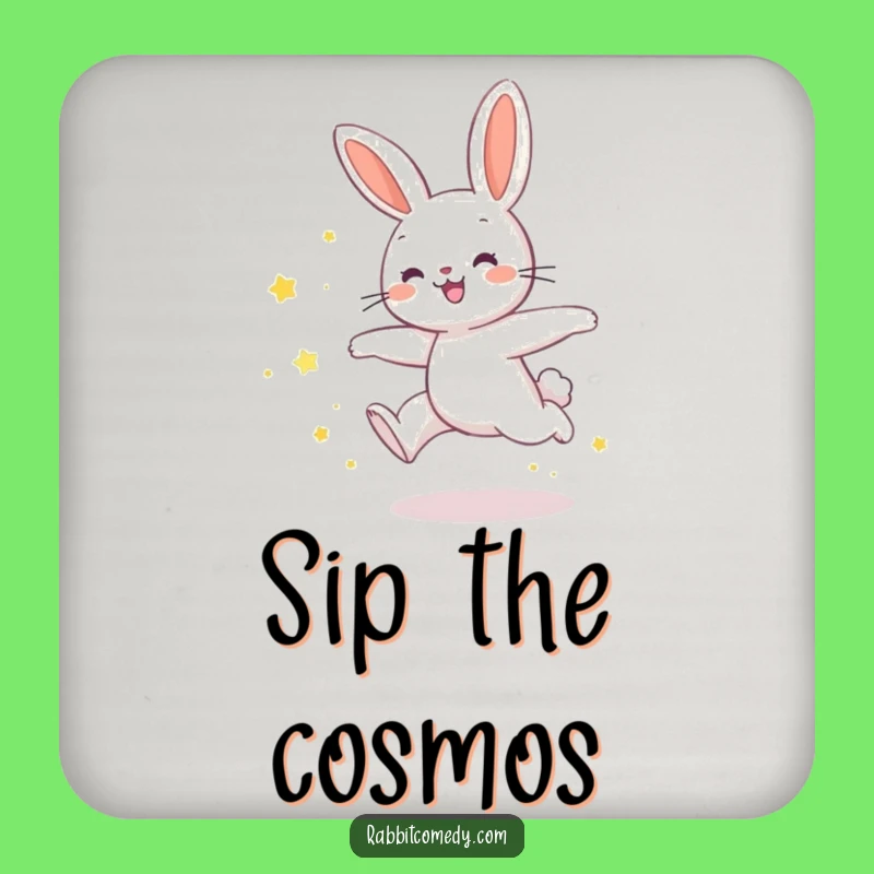Funny Joyful Rabbit Star Dust Leap Coaster - Protect Surfaces with Magic!
