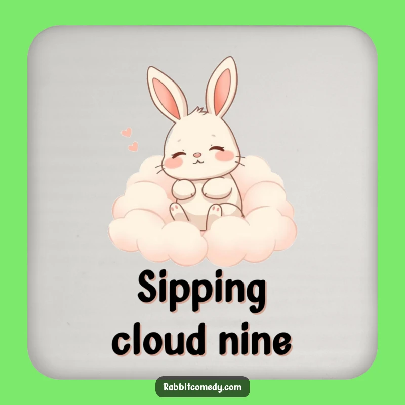 Funny Contented Rabbit Cloud Sigh Coaster - Protect Surfaces with Serenity!