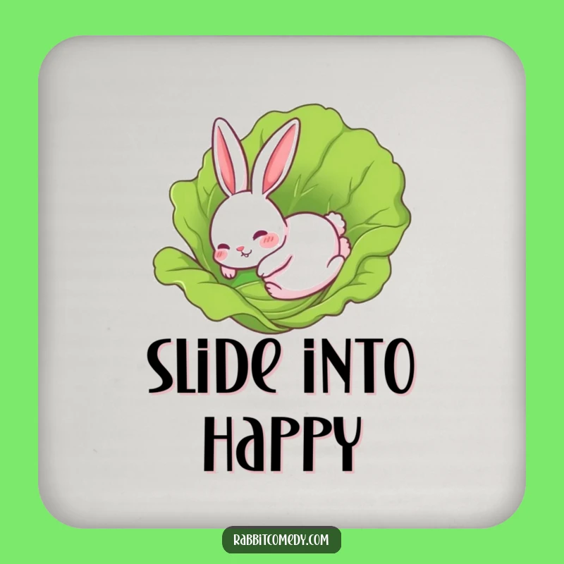 Funny Rabbit Lettuce Slide Drink Coaster: Comical Protection for Surfaces