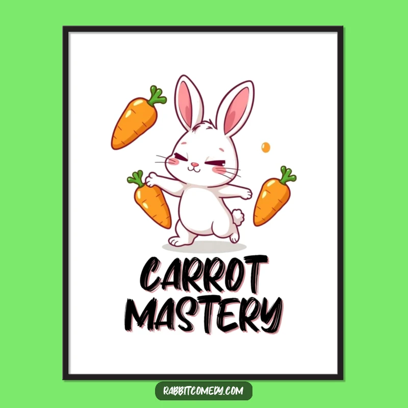 Funny Juggling Rabbit Poster - Carrot Toss Wall Art