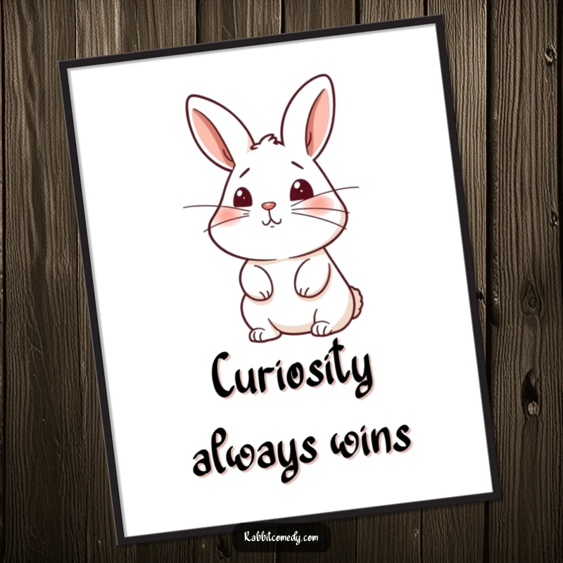 Funny rabbit poster featuring a cute bunny with twitching whiskers, sniffing the air with keen interest.