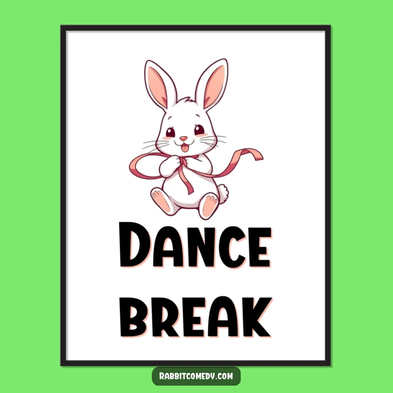 Funny Rabbit Ribbon Twirl Poster: Joyful & Hilarious Animal Art Gift