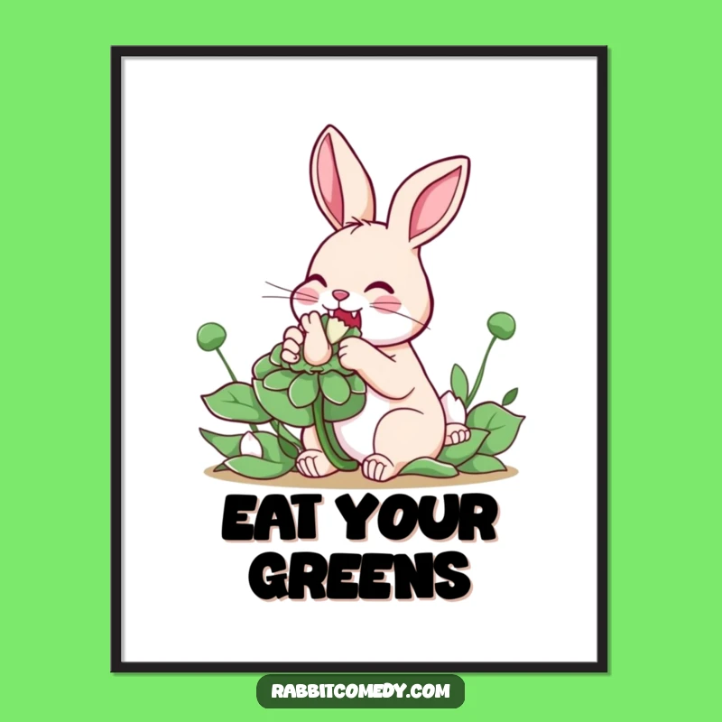Funny Rabbit Clover Poster - Vibrant Art of a Lucky Nibbler!