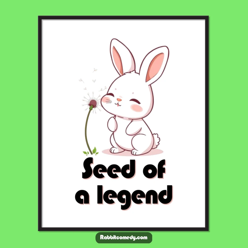 Funny Rabbit Dandelion Poster - Whimsical Bunny Art, Perfect Humorous Gift!