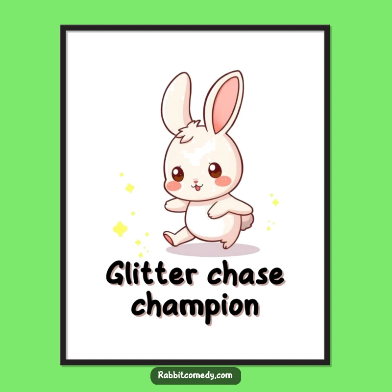 Funny Rabbit Dust Mote Art Print: Magical Chase Decor, Whimsical Gift