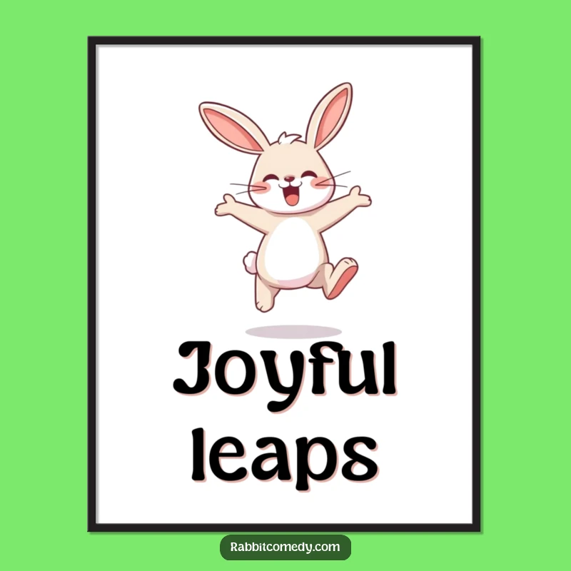 Funny Rabbit Hopping Poster - Joyful Leap Wall Art