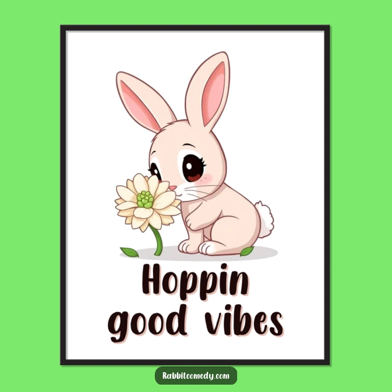 Funny Rabbit Clover Poster: Whimsical Wall Art & Cute Rabbit Gift Decor