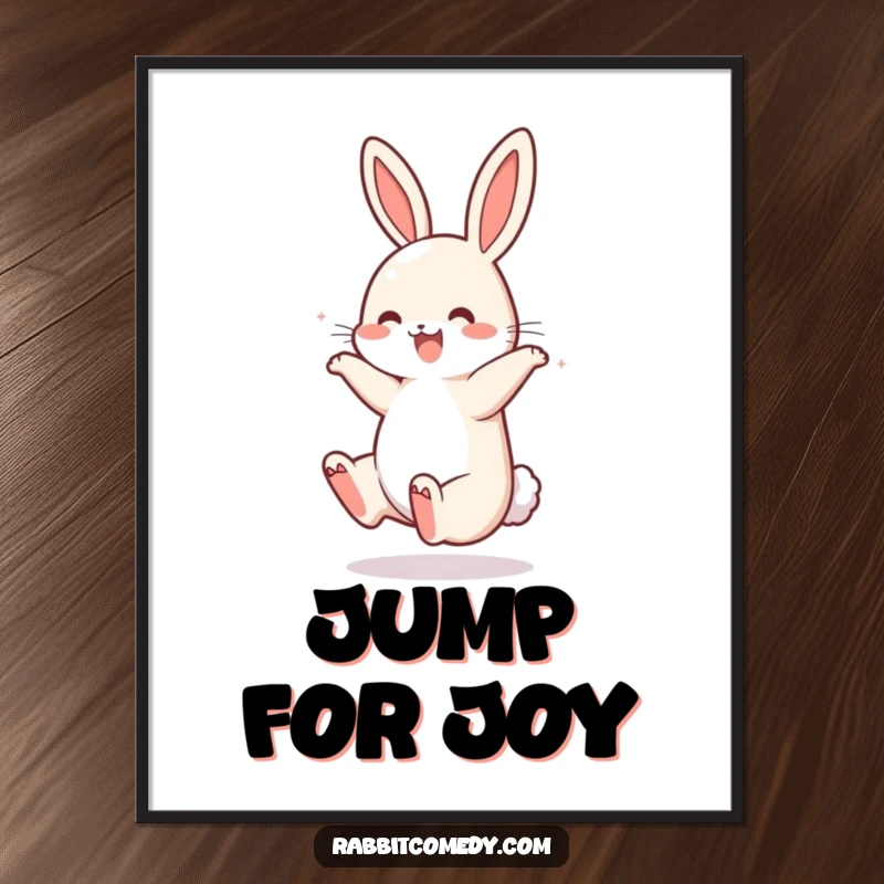 Funny Rabbit Somersault Poster: An art print captures a rabbit in mid-somersault, its tail bouncing with evident delight, conveying pure exuberance.
