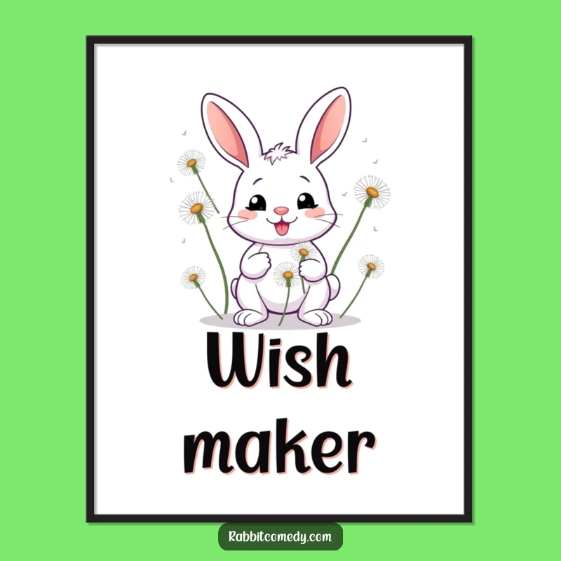 Funny Rabbit Dandelion Poster - Whimsical Wall Art & Gift