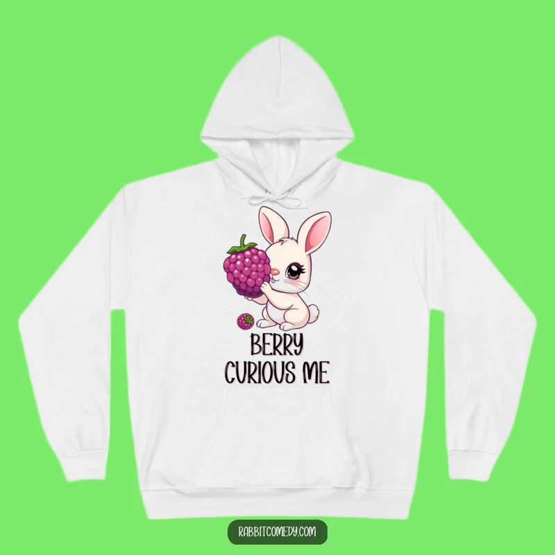 Funny Curious Rabbit Hoodie: Cozy Comfort with Giant Berry Nibbler Humor