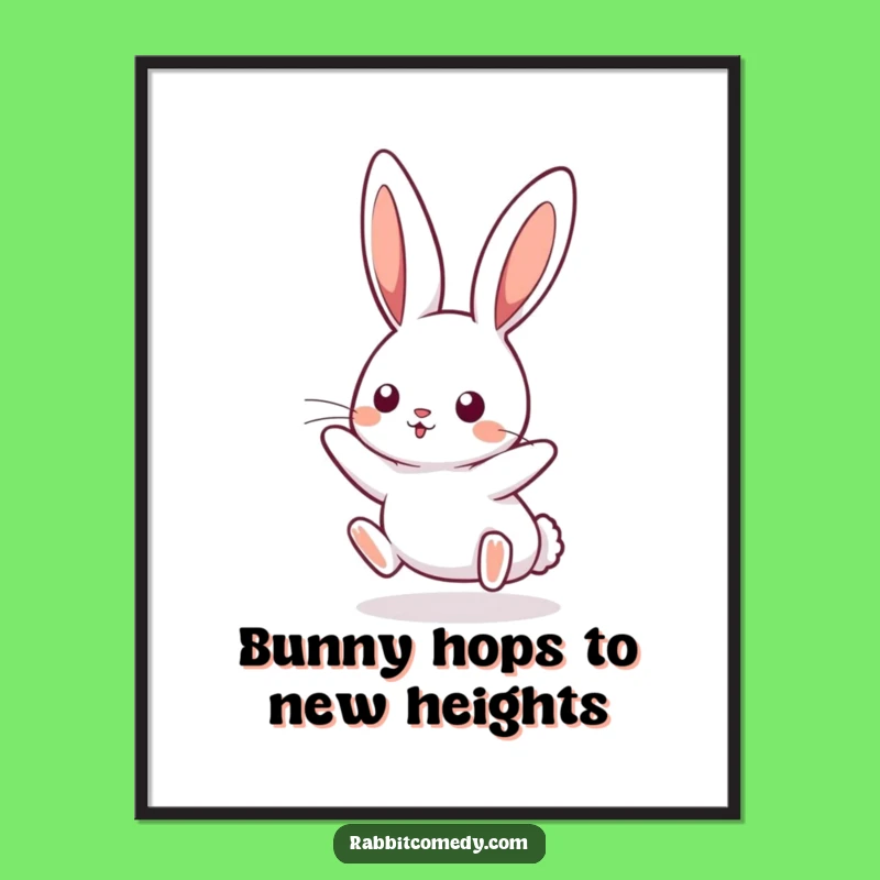 Funny Free Printable Wall Art: Kawaii Rabbit Bounce - Whimsical Bunny Decor Downloadable