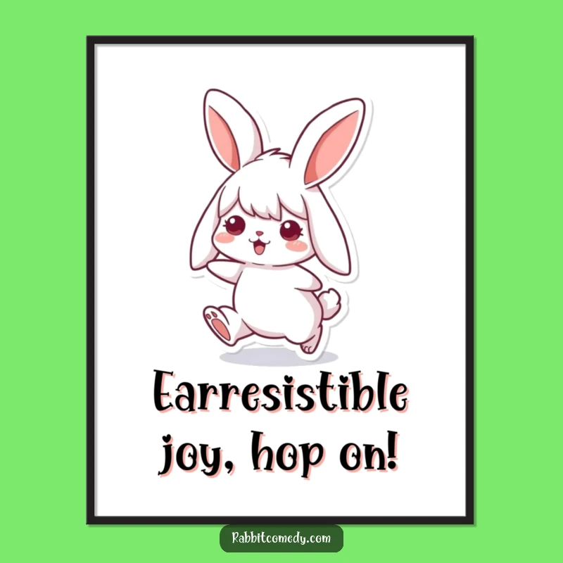 Cute Free Printable Rabbit Wall Art - Happy Hop Downloadable Decor