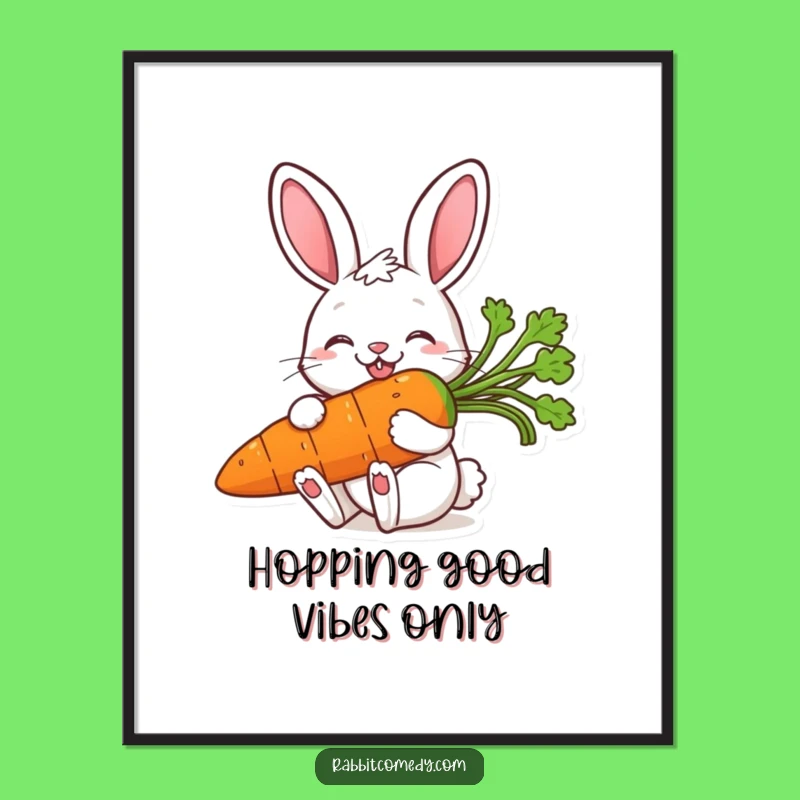 Free Printable Wall Art: Funny Rabbit Enjoying a Giant Carrot