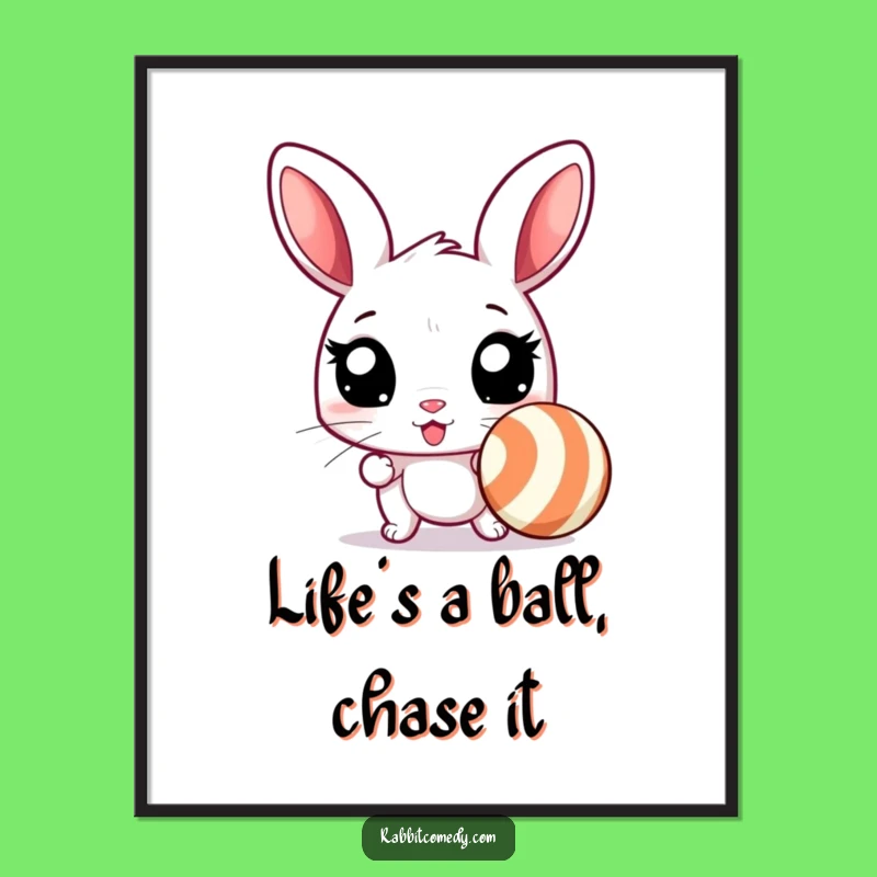 Free Printable Wall Art: Playful Rabbit Ball Decor, Humorous Downloadable Art for Action