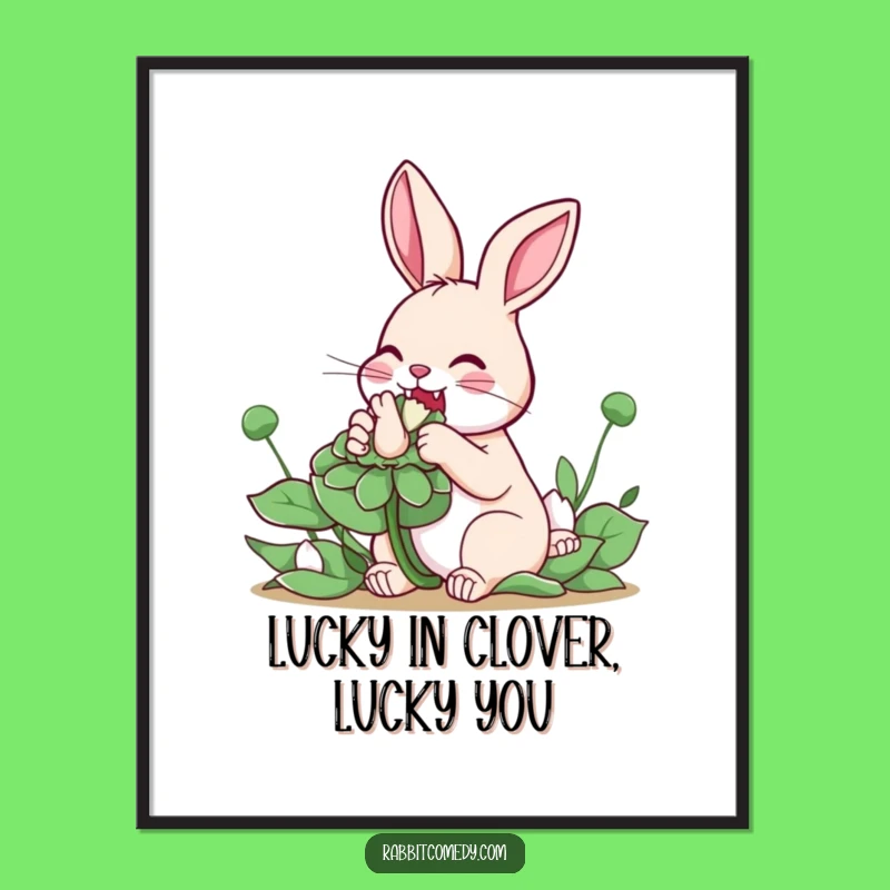 Free Printable Wall Art: Rabbit & Giant Clover! Funny Downloadable Art for Whimsical Decor