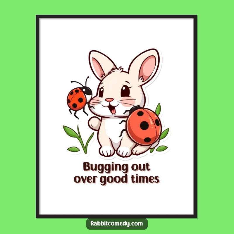 Free Printable Wall Art: Surprised Rabbit & Ladybug Funny Downloadable Art for Your Room