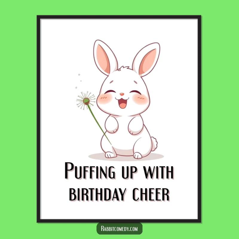 Funny Free Printable Wall Art: Giggling Rabbit Tickled by Dandelion - Quirky Home Decor