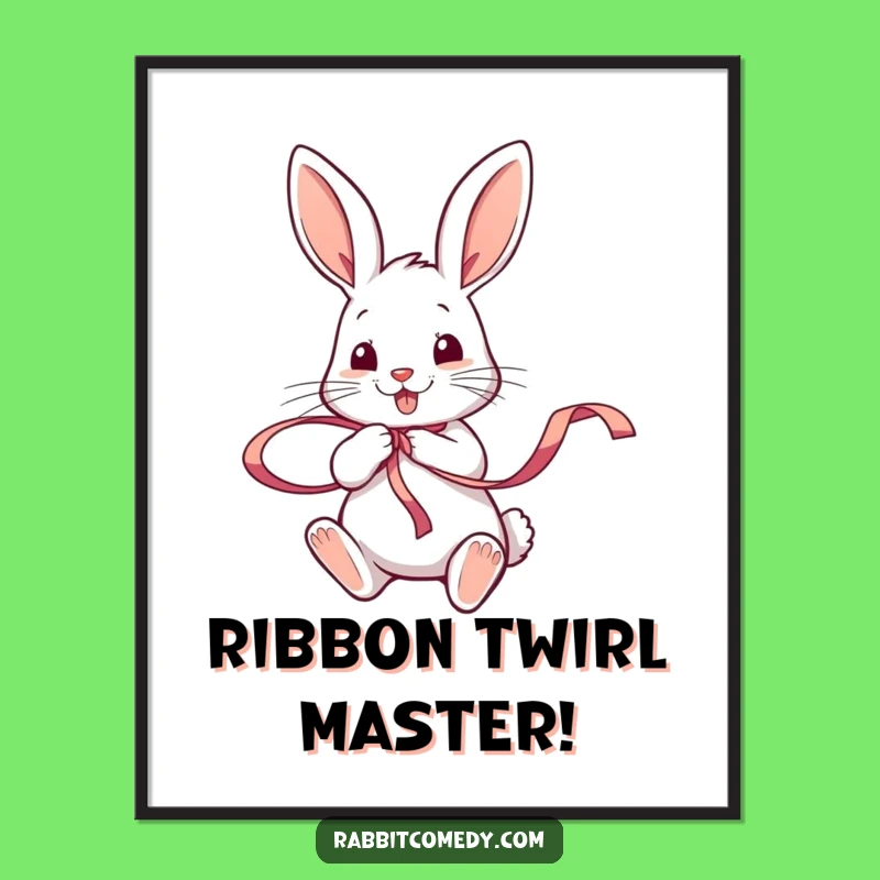 Funny Free Printable Wall Art: Rabbit Ribbon Twirl - Whimsical Animal Art Downloadable!