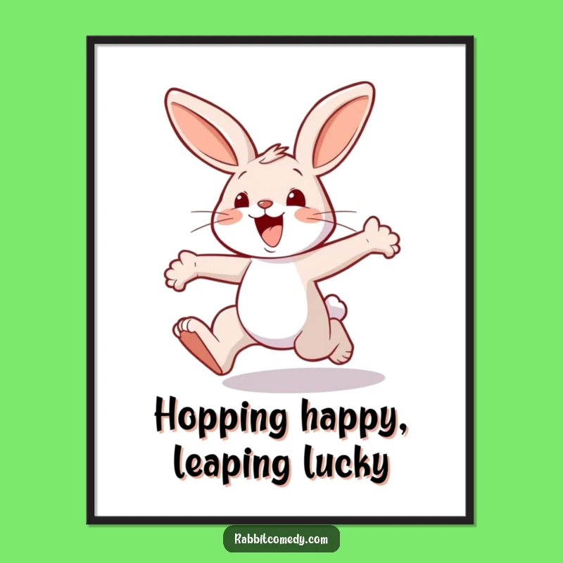 Free Printable Wall Art: Joyful Hopping Rabbit - Funny Downloadable Decor