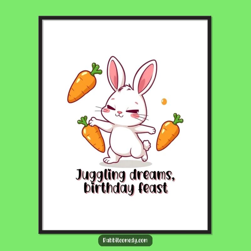Funny Free Printable Wall Art: Juggling Rabbit, Downloadable Decor