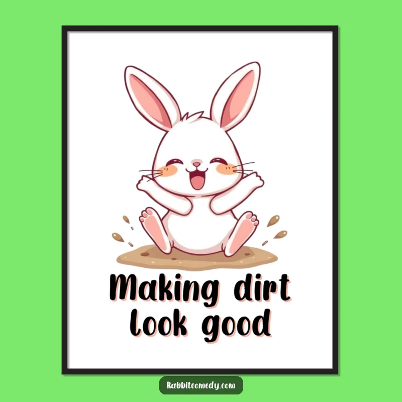 Joyful Digging Rabbit Free Printable Wall Art, Downloadable Decor for Laughs