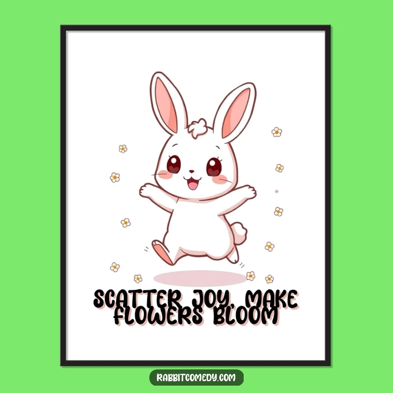 Vibrant Free Printable Rabbit Wall Art - Flower Scatter Jump Downloadable Decor