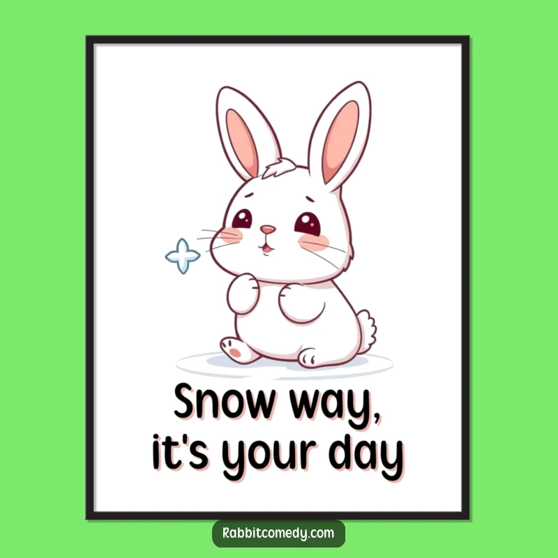Snowflake Rabbit Wall Art: Funny Free Printable, Winter Whimsy, Downloadable Decor