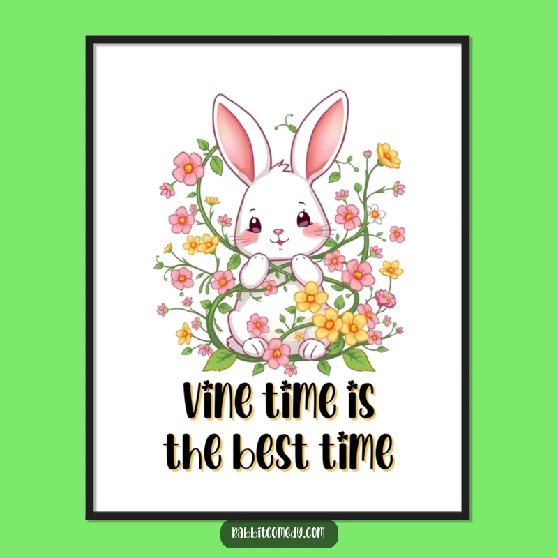 Free Printable Wall Art: Tangled Rabbit Floral Funny Downloadable Art for Whimsical Decor