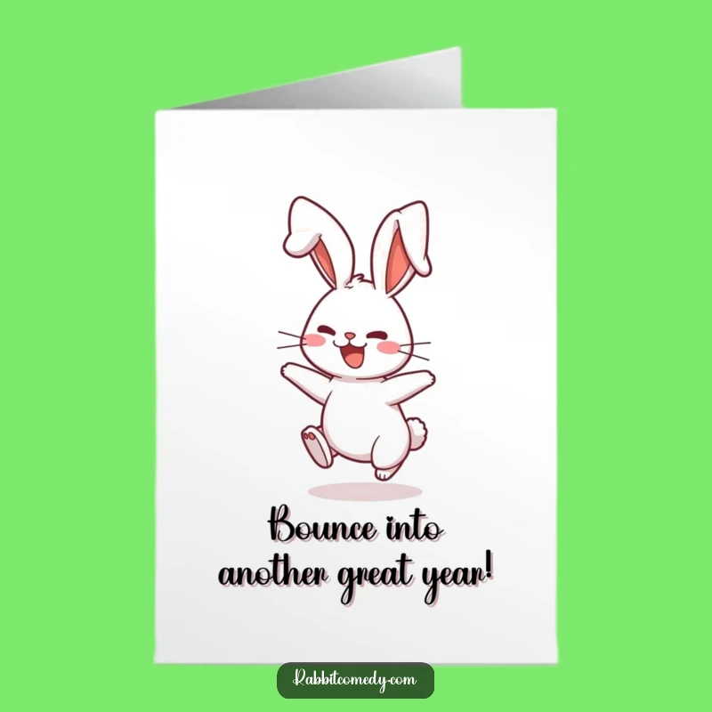 Funny Free Printable Birthday Card: Bouncing Rabbit, Hilarious Downloadable Gift