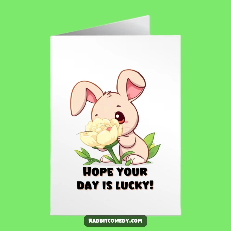 Free Printable Birthday Card: Curious Rabbit & Clover - Sweet Downloadable Greeting