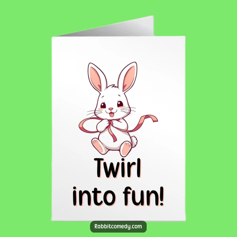 Free Printable Birthday Card: Happy Rabbit Twirling - Festive Fun Downloadable Gift!