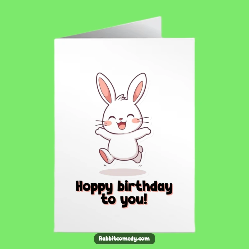 Free Printable Birthday Card: Joyful Rabbit Hopping Fun - Funny Digital Download Gift