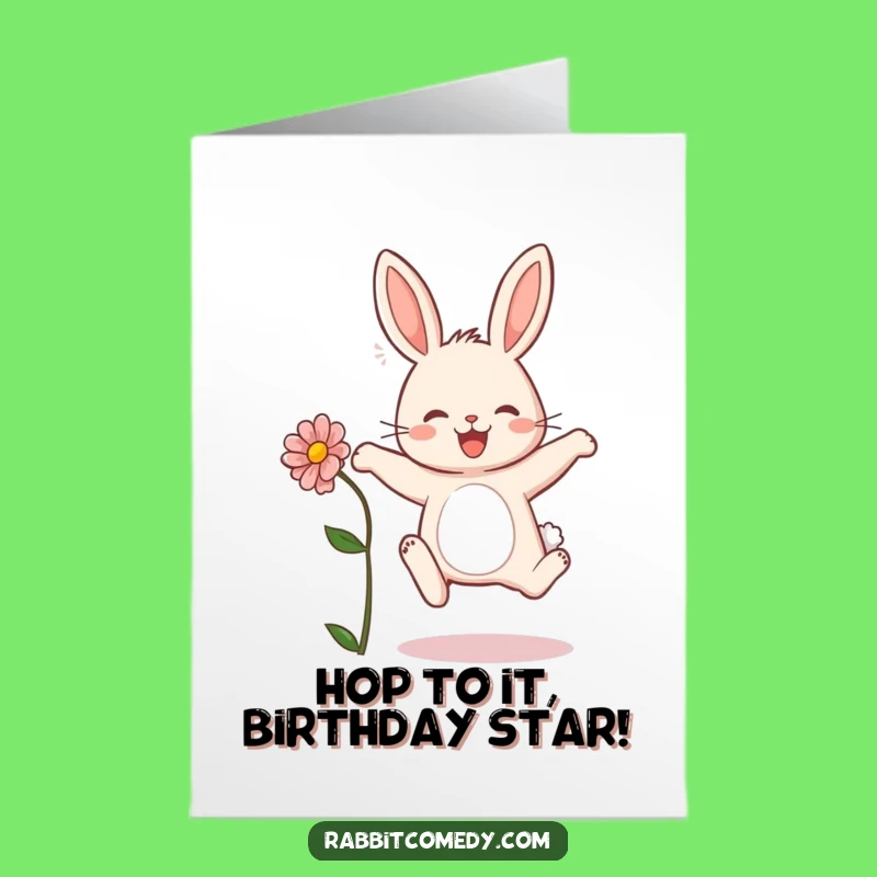 Free Printable Birthday Card: Joyful Rabbit Leap - Happy Springtime Wishes!