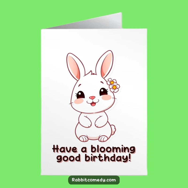 Free Printable Birthday Card: Sweet Rabbit with Daisy downloadable gift!