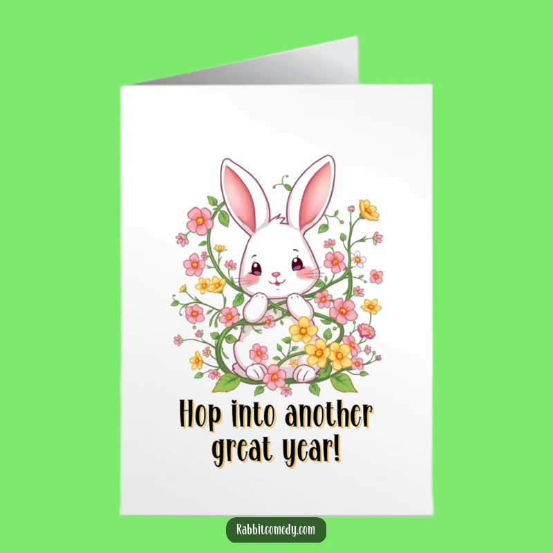 Free Printable Birthday Card: Tangled Rabbit Funny Greeting Downloadable Gift for Festive Fun