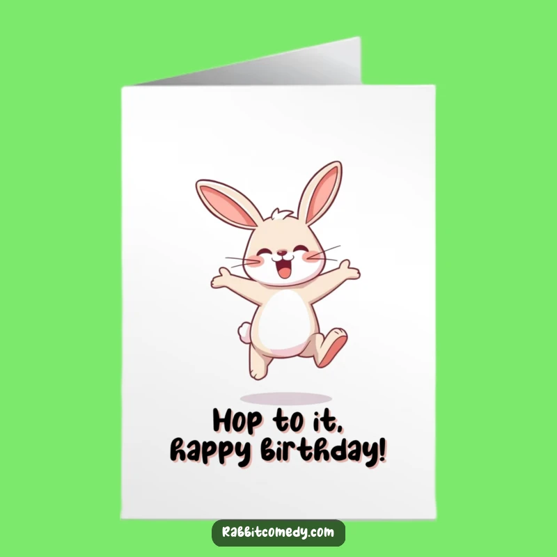 Free Printable Birthday Card: Hopping Rabbit, Joyful Downloadable Gift