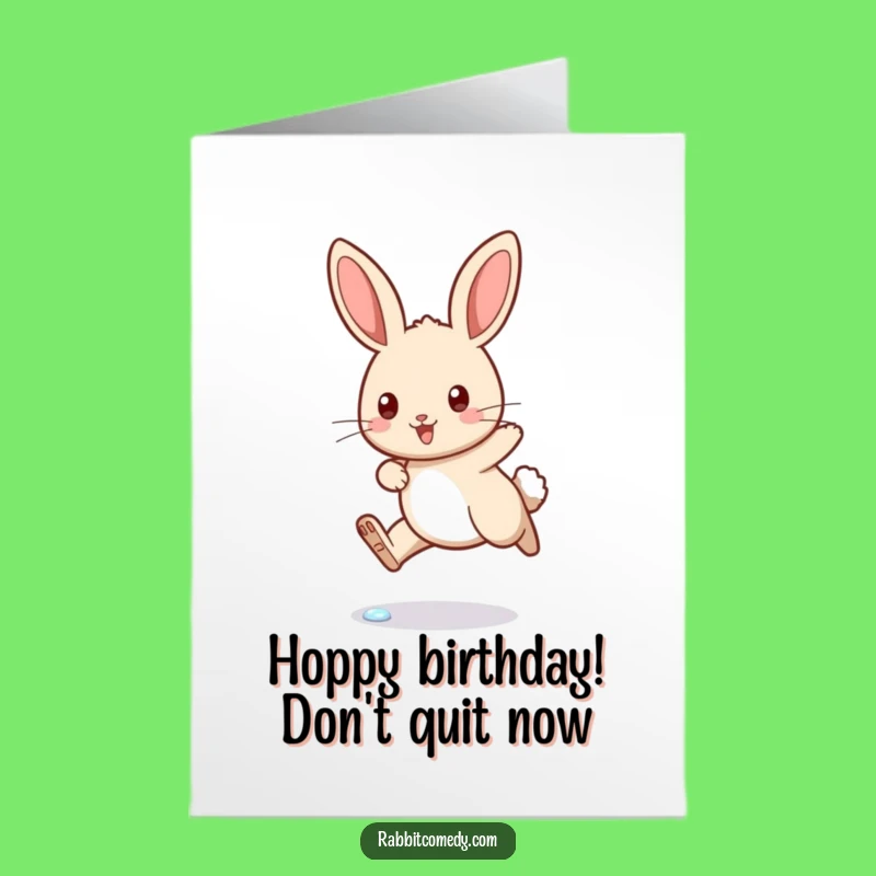 Free Printable Birthday Card: Funny Rabbit Hop Design, Downloadable Greeting for Him/Her
